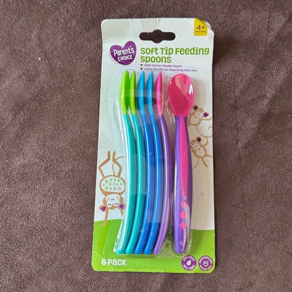 Parent's Choice Soft Tip Feeding Spoons 6 Pack Multicolor BPA Free 4+ Months